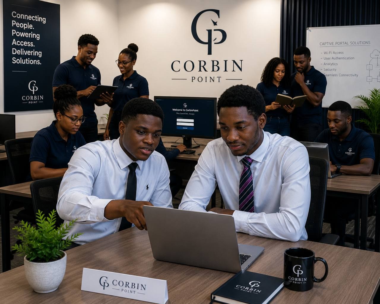 Corbin Point team setting up a hotspot management system